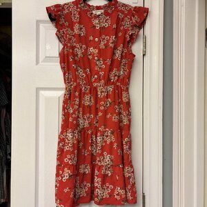 Monteau Red Floral Midi Dress